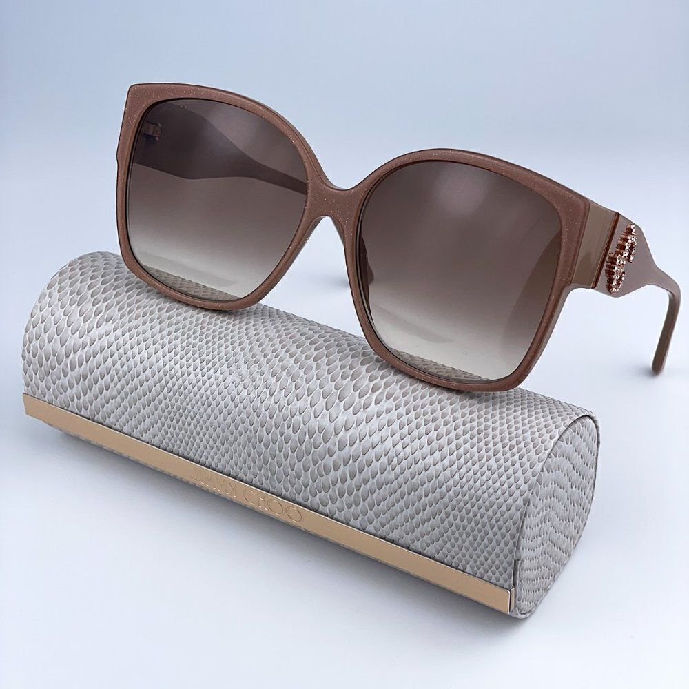 SALE! NEW Jimmy Choo Noemi/S KON HA Nude Glitter Gradient Square Women Sunglasse